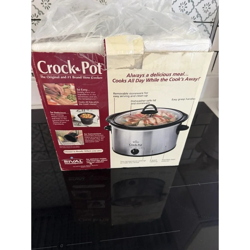 Rival Crock Pot Stoneware Slow Cooker Original 4 Quarts Ideal 3 To 4 People 3040